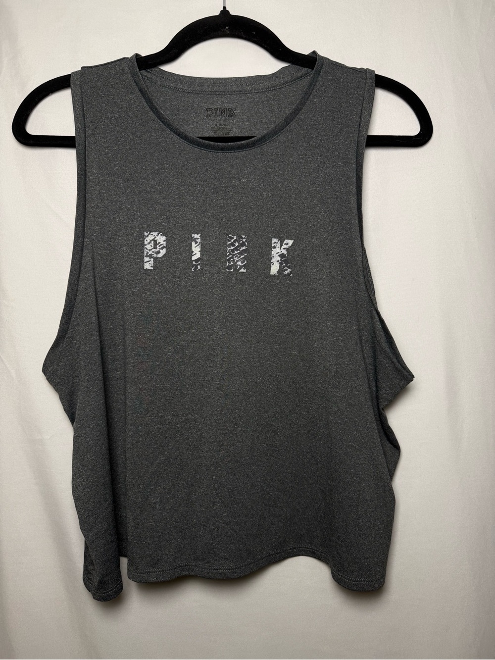 PINK Victoria's Secret Charcoal Gray Scoop Neck Muscle Tank